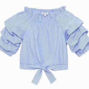 Habitual Girls’ Blue & White Striped Off-Shoulder Top - Size 12